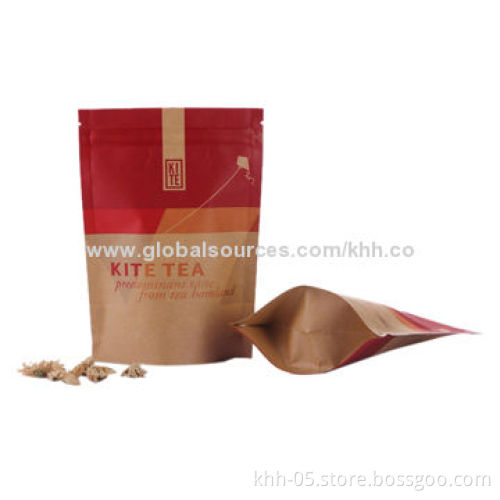 Stand up Kraft paper bag for sale/resealable zipper brown Kraft paper bag